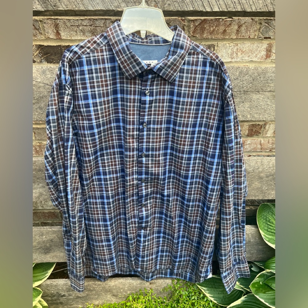 Joseph Aboud button down size XXl flannel look pattern 100% cotton